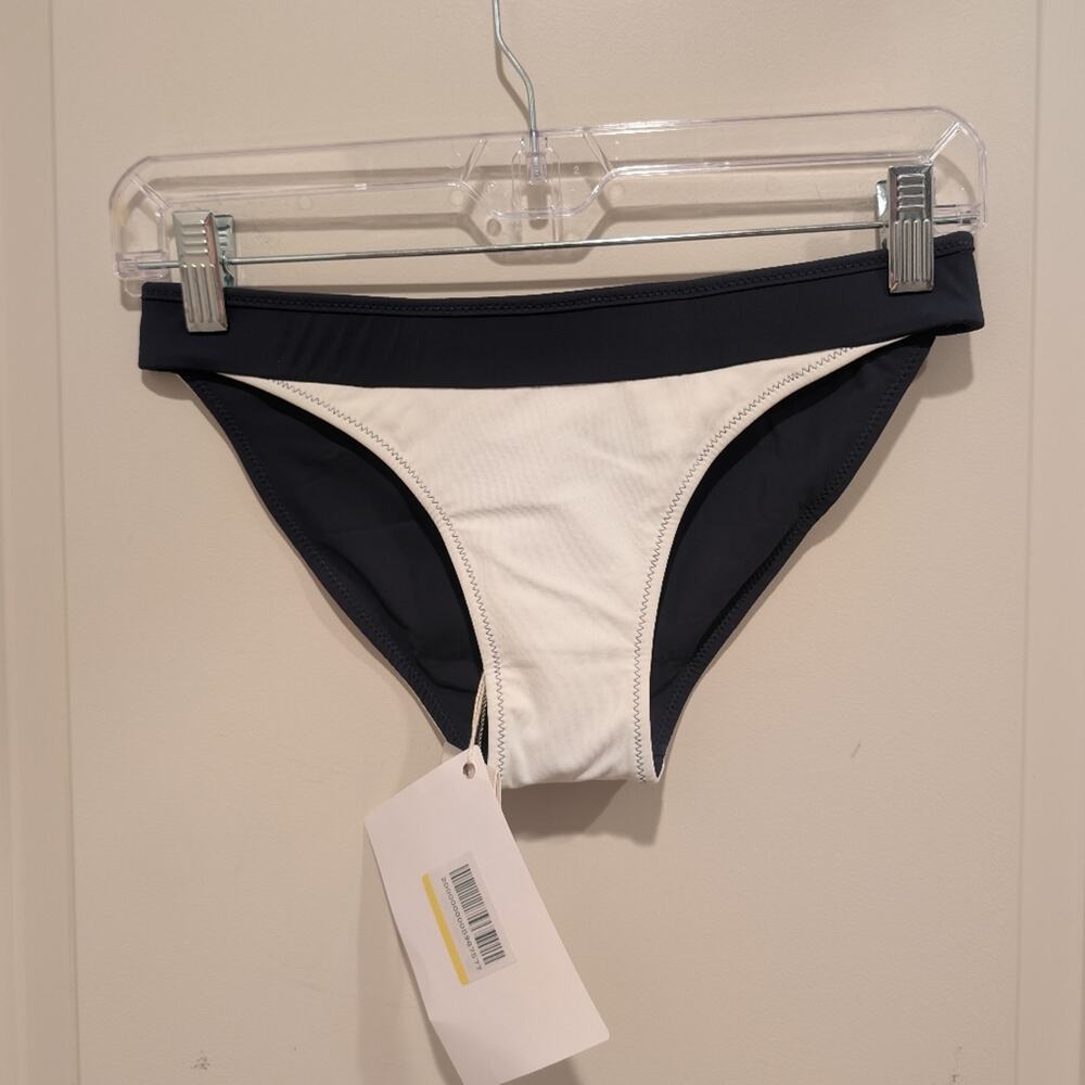 Heidi Klein Navy Blue and White Reversible Bikini Bottom XS